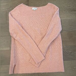 LOFT Blush Textured Crew Neck Sweater
